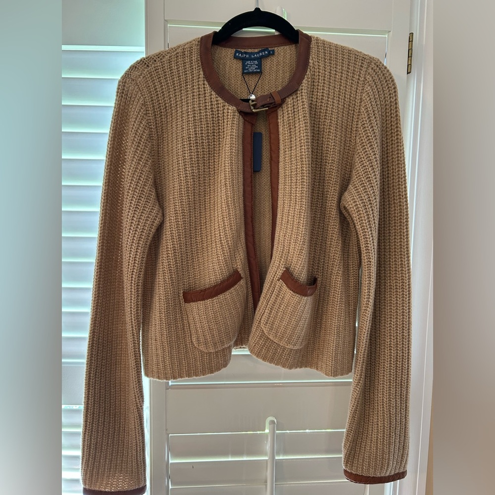 COPY - Ralph Lauren Tan and Brown Vintage Knit Cardigan